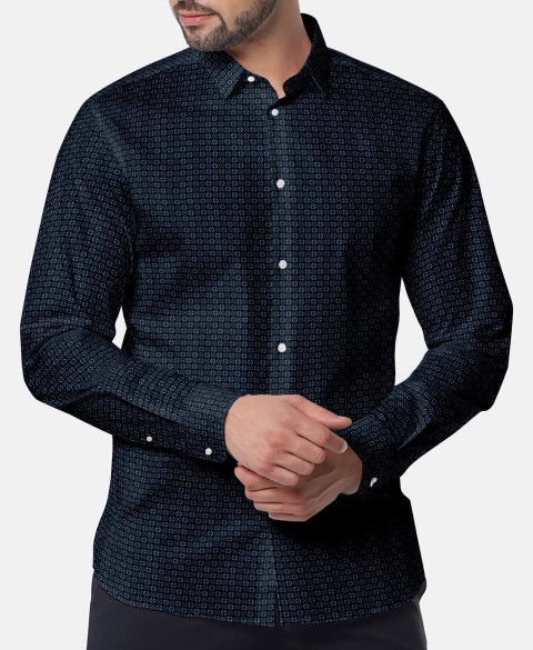Blue PRT2398 - 100% cotton printed shirts