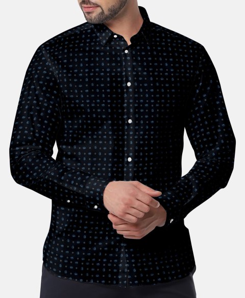 Blue PRT2416 - 100% cotton printed shirts