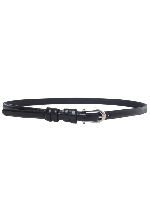 เข็มขัดสายหนังงูสีดำหัวเงิน
