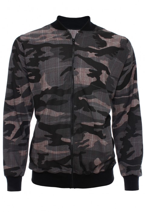 เสื้อคาดิแกนลายทหารสีเทา