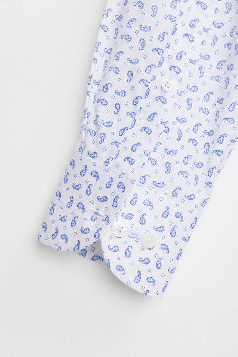 WHITE BLUE PAISLEY SHIRT 