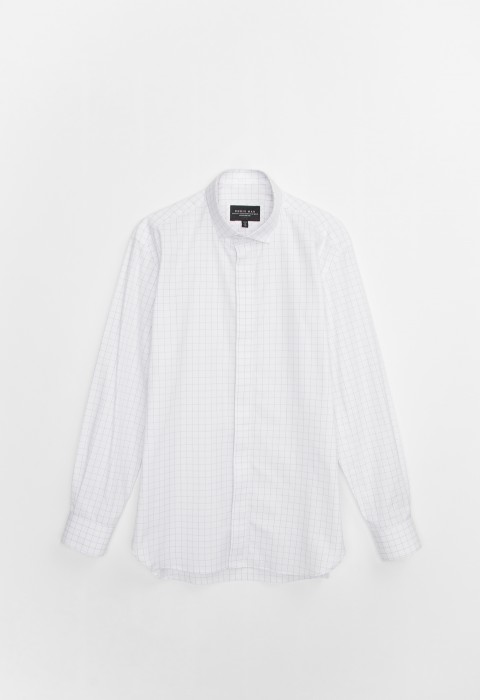 WHITE SMALL WINDOWPANE SHIRT