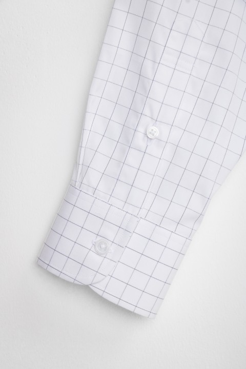 WHITE SMALL WINDOWPANE SHIRT