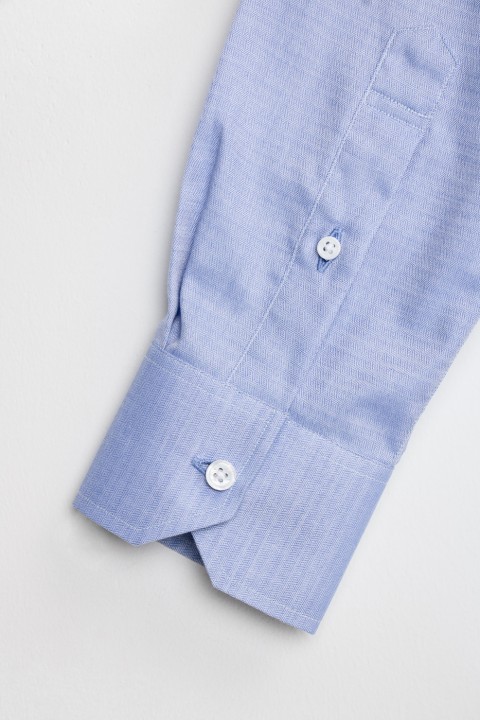 LIGHT BLUE HERRINGBONE SHIRT