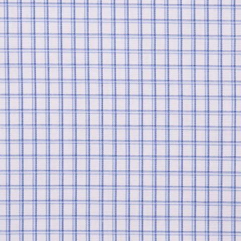 Blue Windowpane Check Cotton Shirts