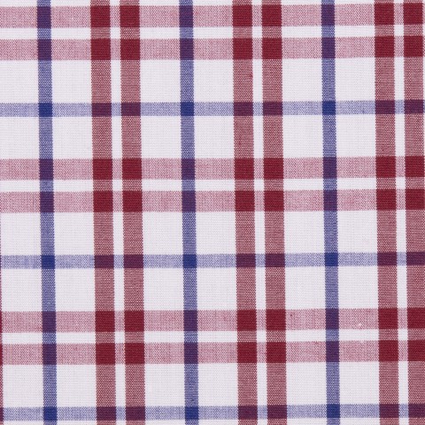 Red/Blue Windowpane Check Cotton Shirts