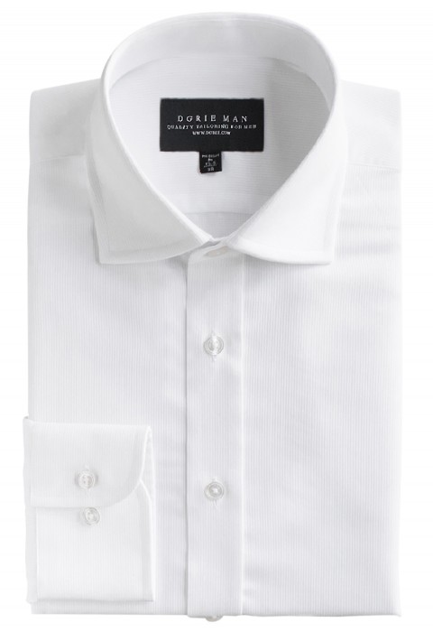 WHITE CURVE SPREAD COLLAR SHIRT