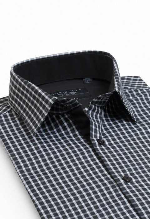 BLACK CHECKED 6IN SHIRT 