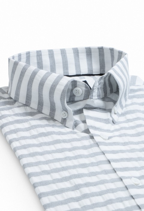 GRAY HORIZONTAL STRIPE SHIRT