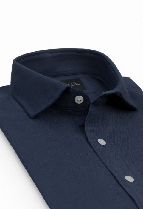 BLUE CURVE SPREAD COLLAR SHIRT 