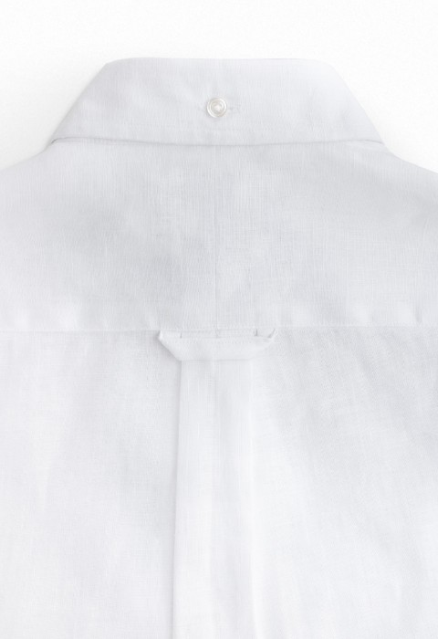 WHITE LINEN BUTTON DOWN SHIRT