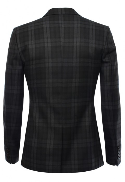 เสื้อสูทลายตารางสีเทา ผ้าวูล