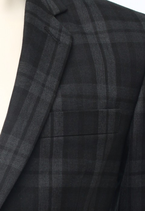 เสื้อสูทลายตารางสีเทา ผ้าวูล