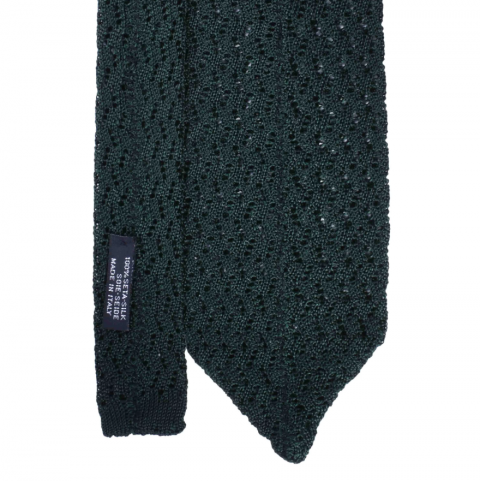 SERA Forest Green zig zag V point knitted tie
