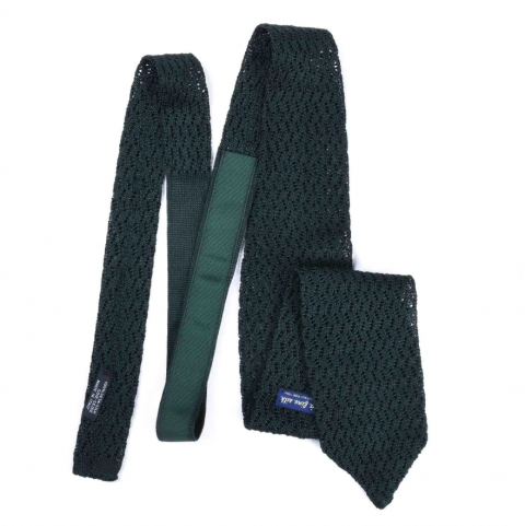 SERA Forest Green zig zag V point knitted tie