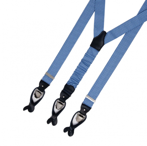 SERA Light Blue/White and Blue Dots Silk Suspenders