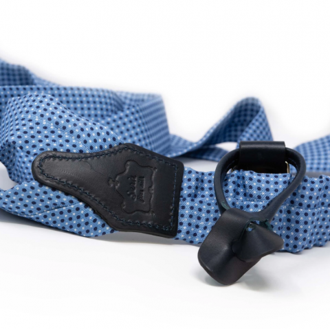 SERA Light Blue/White and Blue Dots Silk Suspenders