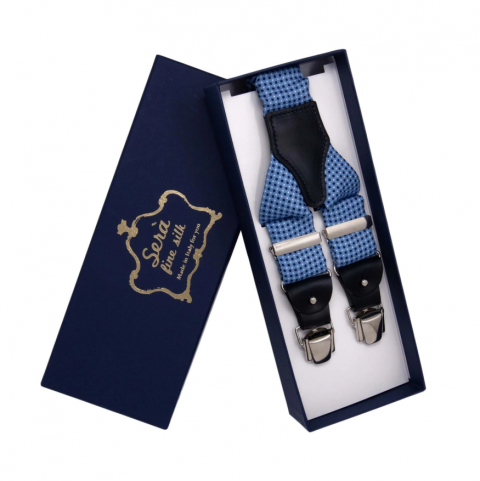 SERA Light Blue/White and Blue Dots Silk Suspenders