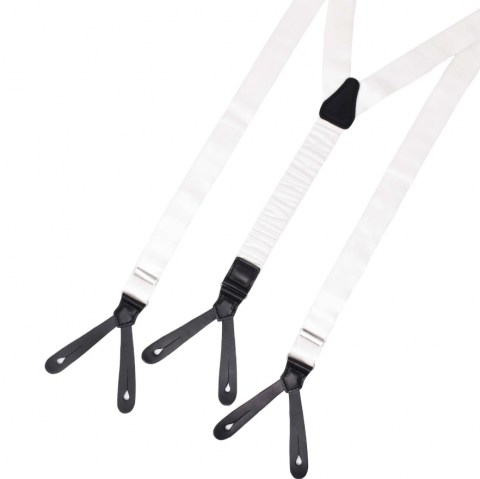 SERA White Tuxedo Silk Suspenders