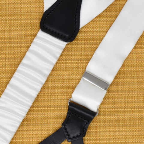SERA White Tuxedo Silk Suspenders