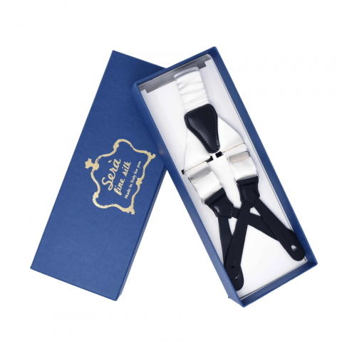 SERA White Tuxedo Silk Suspenders