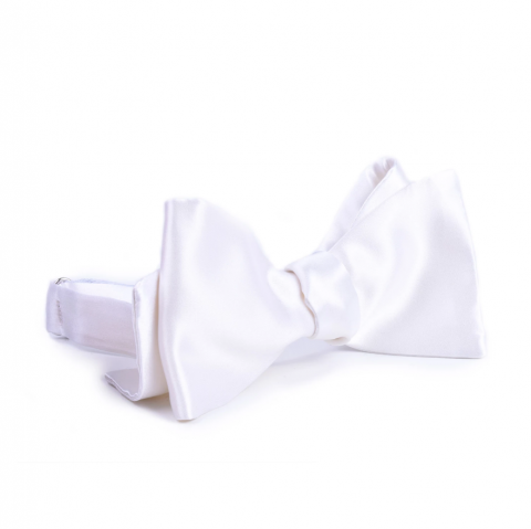 SERA White Self-Tie Silk Satin Bow Tie