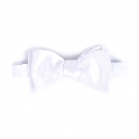 SERA White Self-Tie Silk Satin Bow Tie