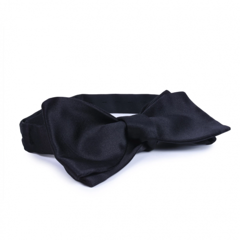 SERA Black Self-Tie Silk Satin Bow Tie