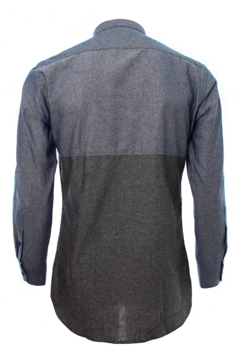 เสื้อเช้ิตยีนส์แขนยาวปกเล็กสีน้ำเงินเทา