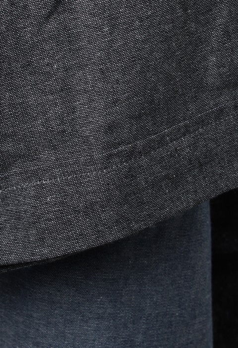 เสื้อเชิ้ตยีนส์แขนสั้นสีเทาน้ำเงิน