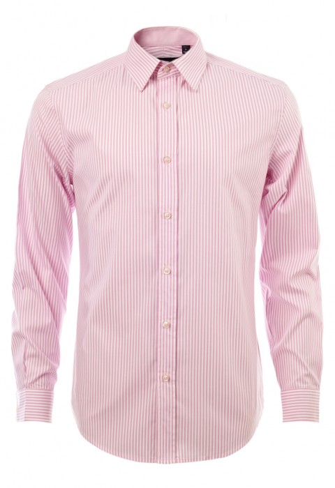 เสื้อเชิ้ตลายทางสีชมพู