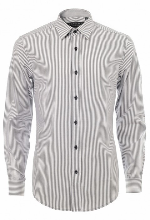 เสื้อเชิ้ตลายทางสีเทาอ่อน