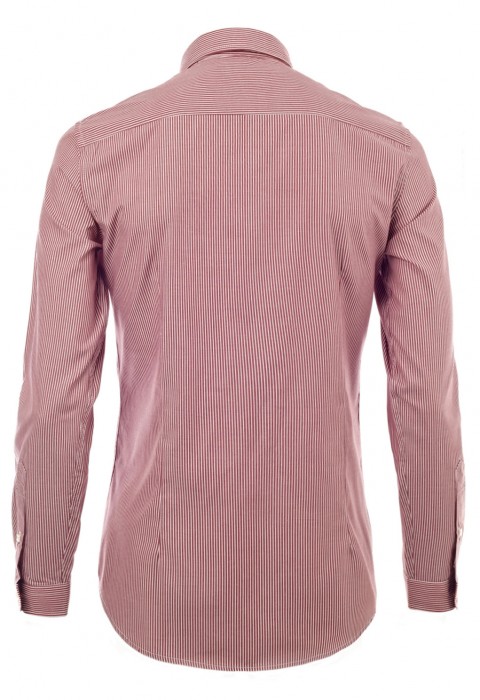 เสื้อเชิ้้ตปกเล็กลายทางสีแดง