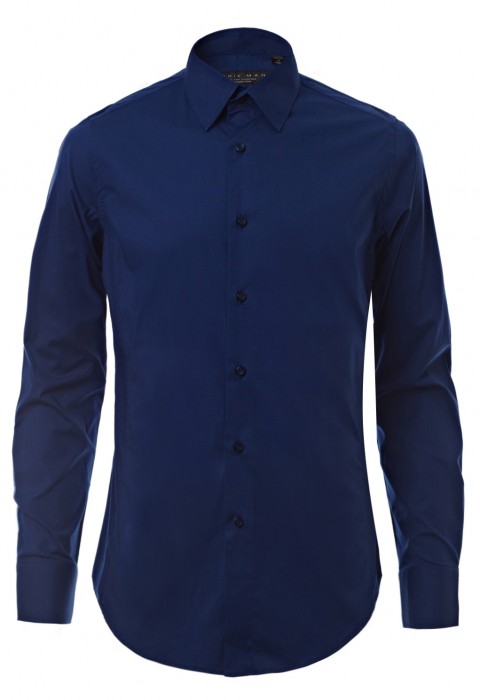 เสื้อเชิ้ตผ้ายืดสีน้ำเงิน