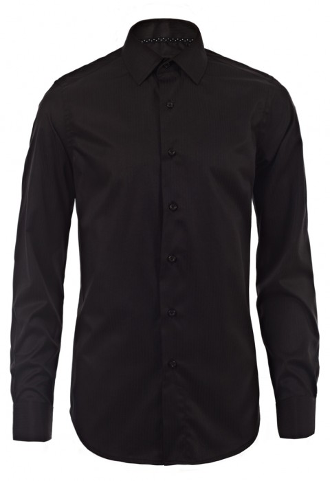 เสื้อเชิ้ตลายก้างปลาสีดำ