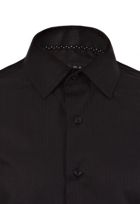 เสื้อเชิ้ตลายก้างปลาสีดำ