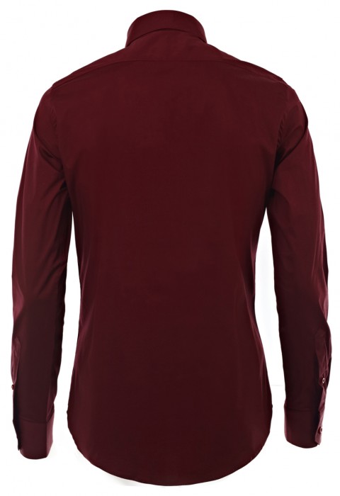 เสื้อเชิ้ตผ้ายืดสีแดงเลือดหมู