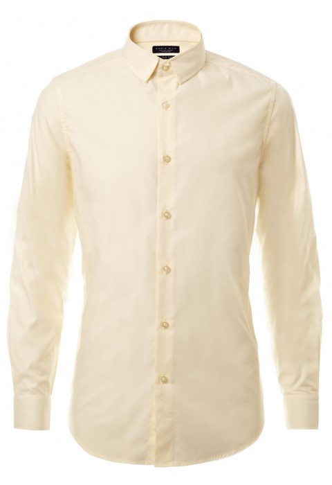 เสื้อเชิ้ตปกเล็กสีเหลืองอ่อน