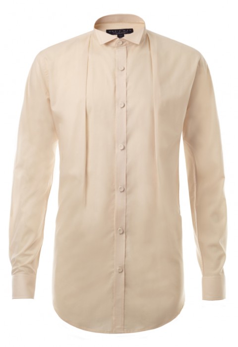 เสื้อเชิ้ตสีเบจ ปกทักซิโด้