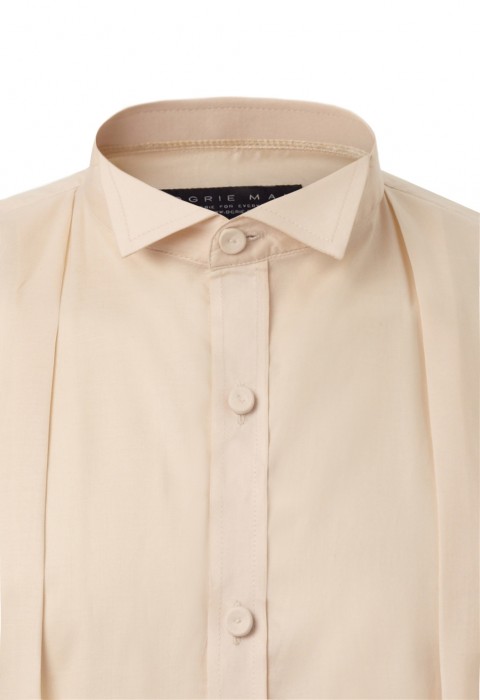 เสื้อเชิ้ตสีเบจ ปกทักซิโด้