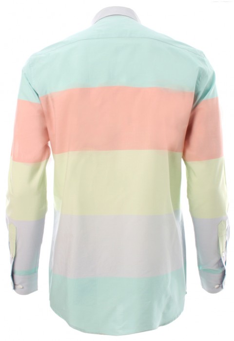 เสื้อเชิ้ตปกเล็กพิมพ์สลับสีพาสเทล