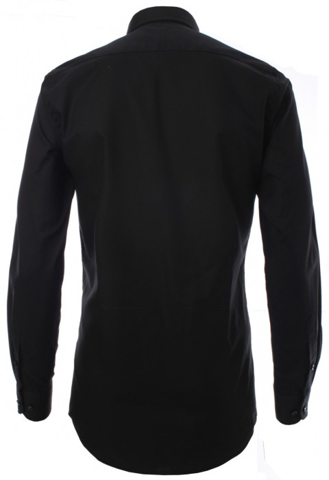 เสื้อเช้ิตสีดำตัดต่อผ้าลายสลับสี