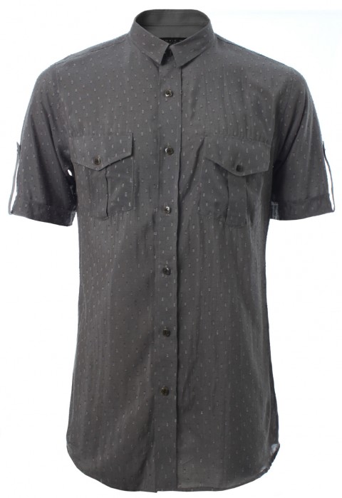 เสื้อเช้ิตปกเล็กแขนสั้นสีเทา