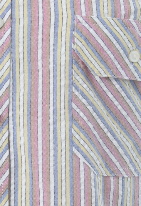 เสื้อเชิ้ตลายทางทอสลับสีแดง