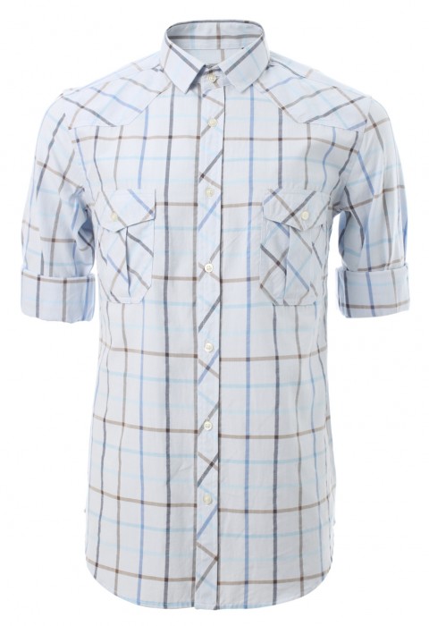 เสื้อเชิ้ตลายตารางสีฟ้า