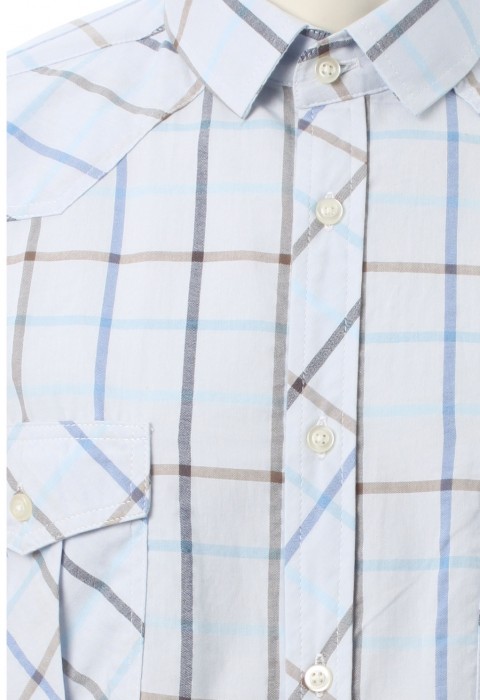 เสื้อเชิ้ตลายตารางสีฟ้า