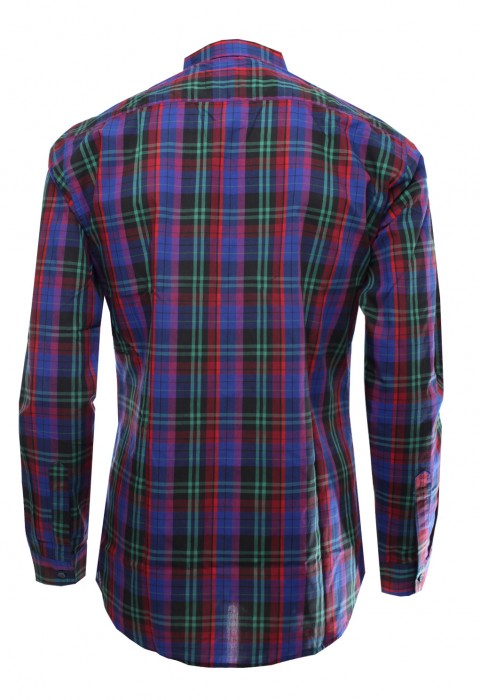 เสื้อเชิ้ตลายตารางสลับสีม่วง