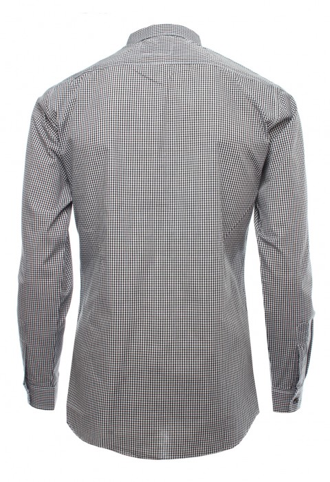 เสื้อเชิ้ตลายตารางเล็กสีดำเทา