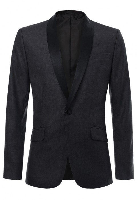 เสื้อสูทสีเทา ปกกล้วยหอมสีดำ