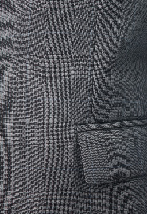 เสื้อสูทผ้าวูล ทอลายตารางเล็กตัดสีฟ้า